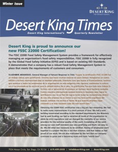 Desert King's Winter Newsletter 2015